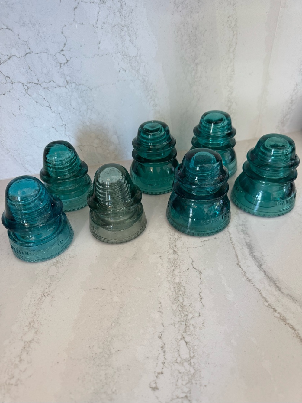 Multiples Teal Aqua Glass Insulator Collection